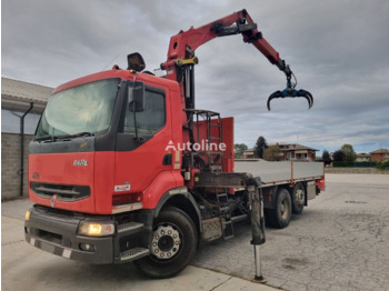 Renault CAMION GRU RADIOCOMANDATA CARICATORE LEGNA + TRAINO - Autocarro con pianale/ Cassone fisso