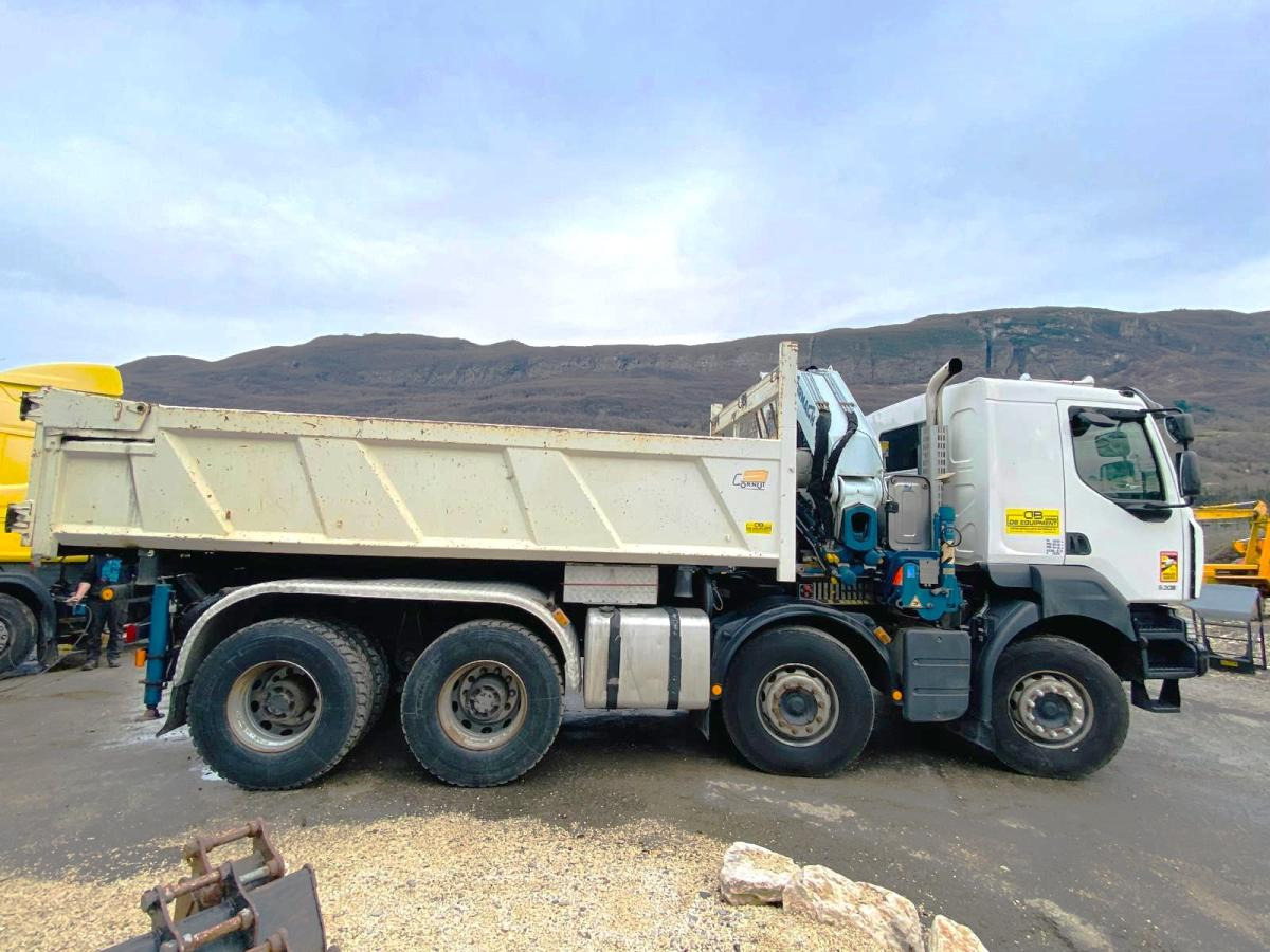 Autocarro ribaltabile RENAULT KERAX 8x4 520 BIBENNE CIF GRUE CORMACH