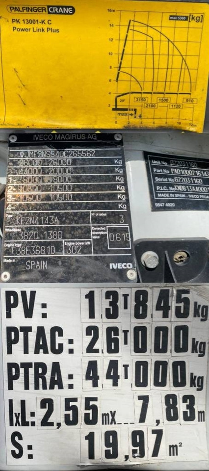 Autocarro scarrabile Iveco TRAKKER 410/EEV -PALFINGER PK13001-T18 endommagé