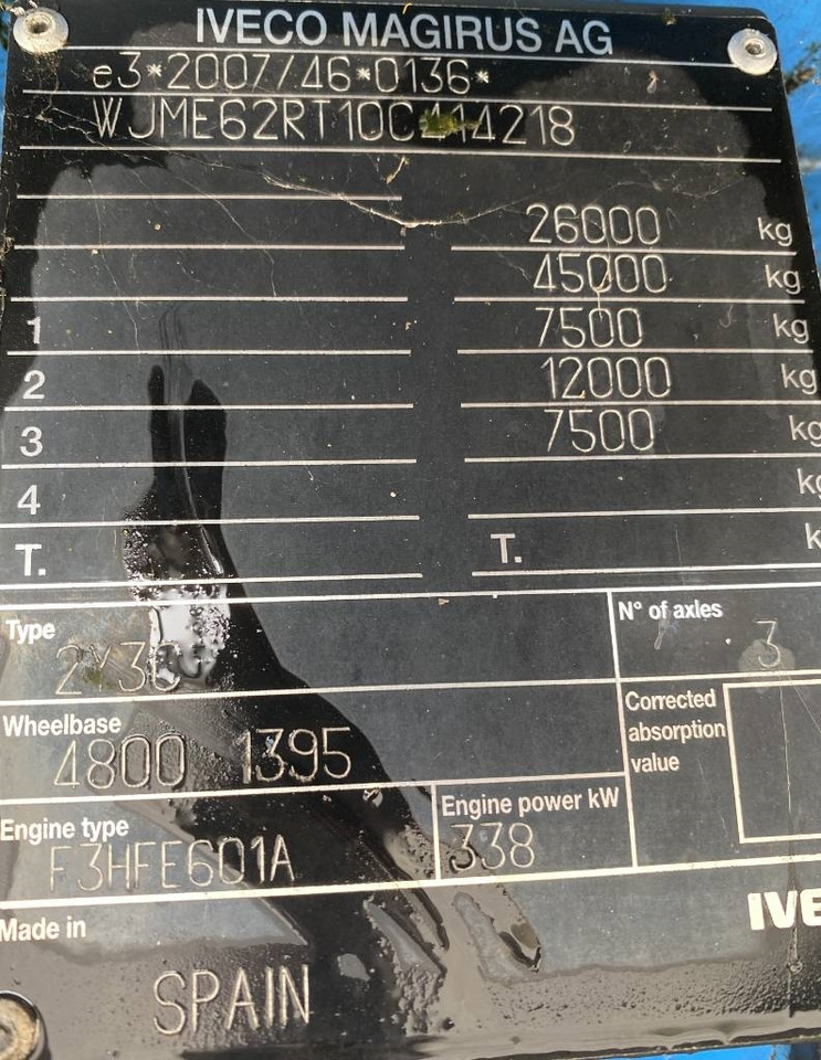 Autocarro telaio Iveco STRALIS 460NP LNG RETARDER