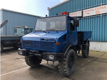 Mercedes-Benz UNIMOG 4x4 WITH OPEN BOX AND PALFINGER CRANE (FULL STEEL / MANUAL GEARBOX) - Camion con gru