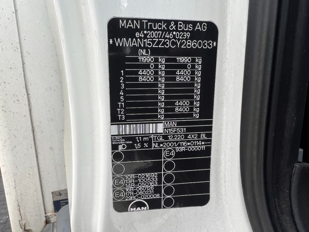 Autocarro furgonato MAN TGL 12.220 4X2 EURO 5 - 12 TONS + DHOLLANDIA: foto 12