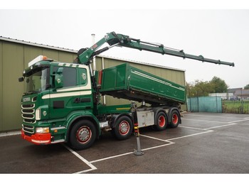 Camion con gru Scania R 480 8X4 2 SIDE TIPPER WITH HIAB 244 EP-5 HIPRO CRANE: foto 1