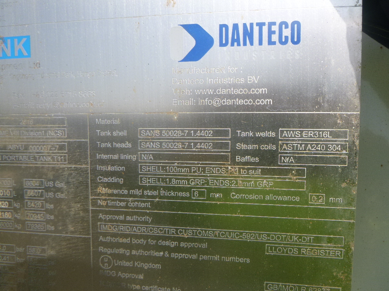 Container cisterna, Semirimorchio Danteco Food tank container inox 20 ft / 25 m3 / 1 comp: foto 21