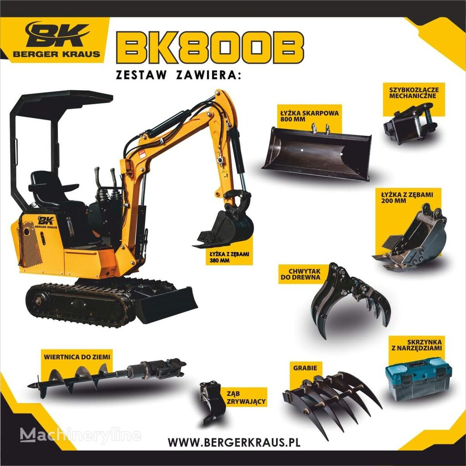 Leasing di Berger Kraus Mini Excavator BK800B with FULL equipment Berger Kraus Mini Excavator BK800B with FULL equipment: foto 1