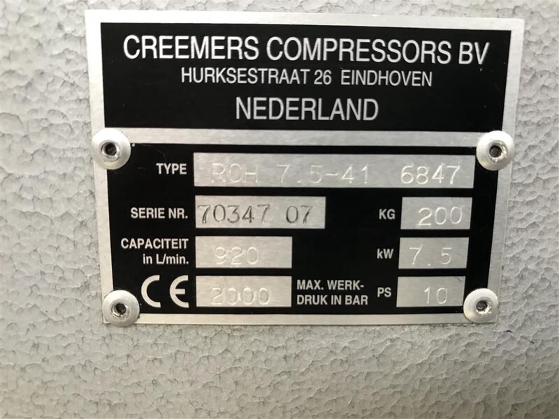 Compressore d'aria Creemers RCH 7.5-41 7.5 kW 920 L / min 10 Bar Elektrische Schroefcompressor: foto 3