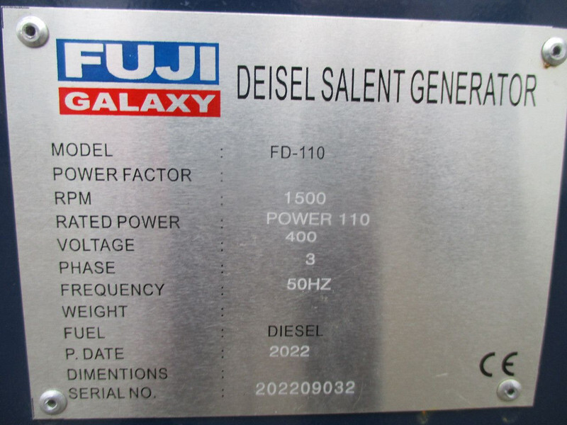 Gruppo elettrogeno nuovo Diversen Fuji Galaxy FD-110 , New Diesel generator , 110 KVA , 3 Phase , 5 pieces in stock: foto 13