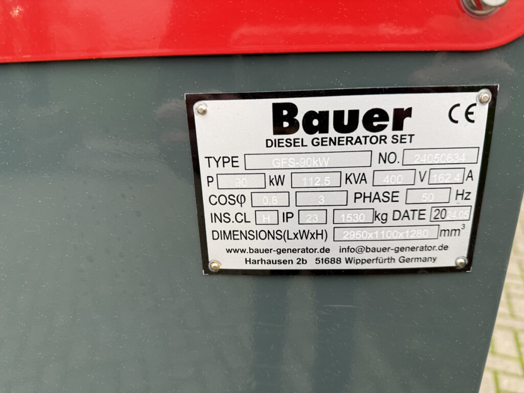 Gruppo elettrogeno BAUER 124 KVA