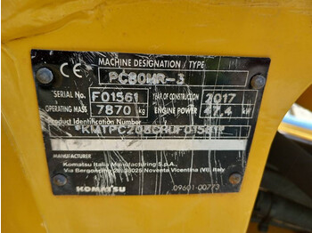 Miniescavatore Komatsu PC80MR-3: foto 3