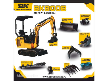 Berger Kraus Mini Excavator BK800B with FULL equipment - Miniescavatore