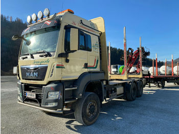 Rimorchio forestale, Camion MAN 33.480 Holztrans 6x6 mit Kran: foto 1