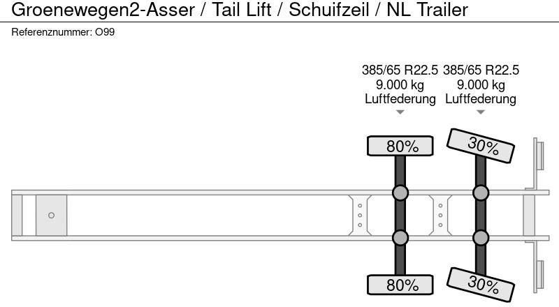 Semirimorchio centinato Groenewegen 2-Asser / Tail Lift / Schuifzeil / NL Trailer: foto 19