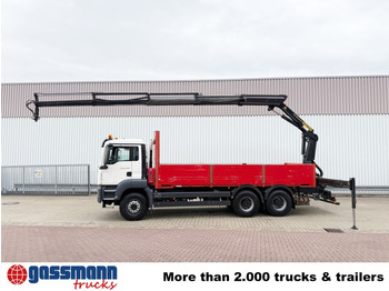 Autocarro con pianale/ Cassone fisso, Camion con gru MAN TGS 33.400 6x4 BB, Navi, Heckkran PK18002-EH C,: foto 2