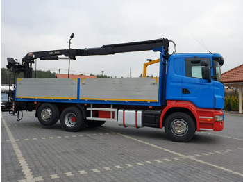 Autocarro con pianale/ Cassone fisso, Camion con gru Scania R 400 LB 6x2 HDS Budowlanka Widły Oś Skrętna Super Stan: foto 5