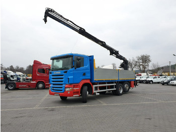 Autocarro con pianale/ Cassone fisso, Camion con gru Scania R 400 LB 6x2 HDS Budowlanka Widły Oś Skrętna Super Stan: foto 3