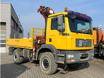Autocarro con pianale/ Cassone fisso, Camion con gru MAN TG-M 18.280 4x4 Pritsche Kran Singelreifen Funkf: foto 2