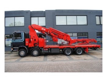Autocarro con pianale/ Cassone fisso Scania 143 H/400 8X4 + HIAB 870 CRANE: foto 1