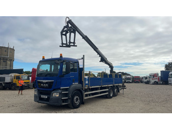 Autocarro con pianale/ Cassone fisso, Camion con gru Man TGS 26.360: foto 2