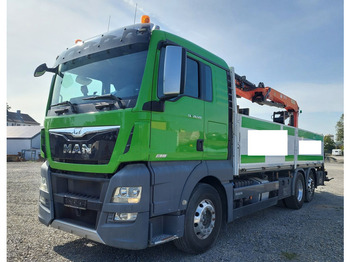 Autocarro con pianale/ Cassone fisso, Camion con gru MAN TGX 26.520 m Palfinger Kran PK20001 14,6m + Funkfernbedie: foto 1
