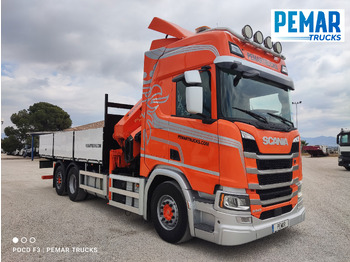 Autocarro con pianale/ Cassone fisso, Camion con gru SCANIA R 540 6X2 GRUA CAJA FIJA: foto 4