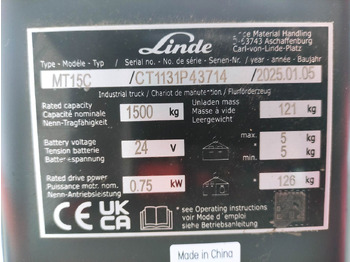 Transpallet Linde MT15C: foto 5 Transpallet Linde MT15C: foto 5