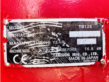 Miniescavatore Takeuchi TB125 (4004): foto 3
