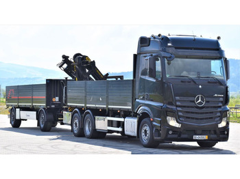 Camion con gru, Autocarro con pianale/ Cassone fisso Mercedes-Benz ACTROS 2542 + PK18002-EH C/FUNK + Anhänger!: foto 3
