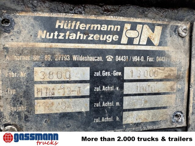 Hüffermann HTM 13-T Anhänger für Abetzcontainer - Rimorchio portacontainer/ Caisse interchangeable: foto 2 Hüffermann HTM 13-T Anhänger für Abetzcontainer - Rimorchio portacontainer/ Caisse interchangeable: foto 2