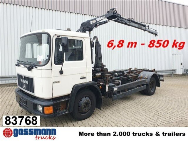 MAN 14.152 F 4x2 BB mit Kran Hiab 060-2 - Autocarro scarrabile, Camion con gru: foto 1 MAN 14.152 F 4x2 BB mit Kran Hiab 060-2 - Autocarro scarrabile, Camion con gru: foto 1