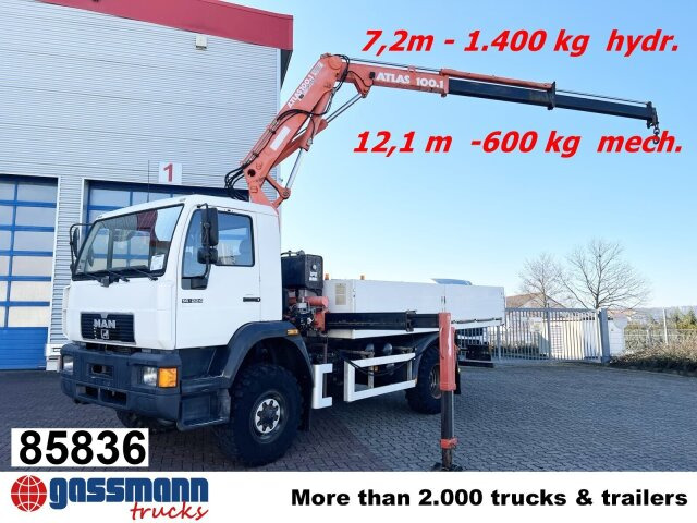 MAN 14.224 LAC 4x4 BB mit Kran Atlas 100.1 - Autocarro con pianale/ Cassone fisso, Camion con gru: foto 1 MAN 14.224 LAC 4x4 BB mit Kran Atlas 100.1 - Autocarro con pianale/ Cassone fisso, Camion con gru: foto 1