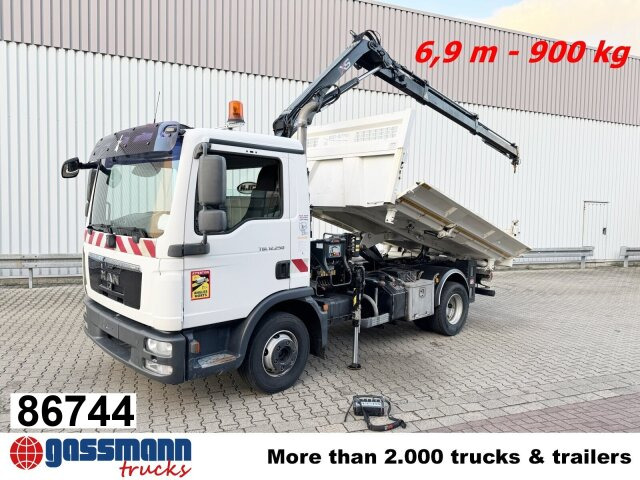 MAN TGL 12.250/340 4X2 BB, Bordmatik, Kran Hiab 066 - Autocarro ribaltabile, Camion con gru: foto 1 MAN TGL 12.250/340 4X2 BB, Bordmatik, Kran Hiab 066 - Autocarro ribaltabile, Camion con gru: foto 1