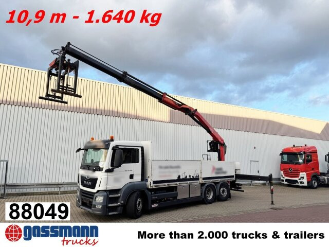 MAN TGS 26.420 6x2-4 LL, Navi, Lenk-/Liftachse, - Autocarro con pianale/ Cassone fisso, Camion con gru: foto 1 MAN TGS 26.420 6x2-4 LL, Navi, Lenk-/Liftachse, - Autocarro con pianale/ Cassone fisso, Camion con gru: foto 1