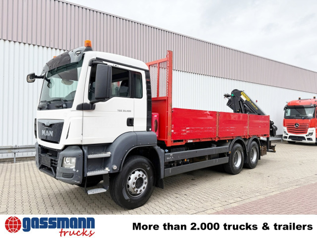 Autocarro con pianale/ Cassone fisso, Camion con gru MAN TGS 33.400 6x4 BB, Navi, Heckkran PK18002-EH C,: foto 8