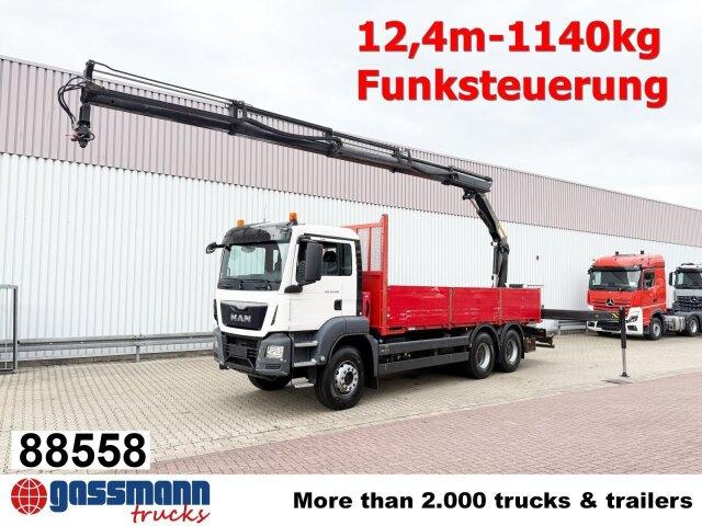 MAN TGS 33.400 6x4 BB, Navi, Heckkran PK18002-EH C, - Autocarro con pianale/ Cassone fisso, Camion con gru: foto 1 MAN TGS 33.400 6x4 BB, Navi, Heckkran PK18002-EH C, - Autocarro con pianale/ Cassone fisso, Camion con gru: foto 1