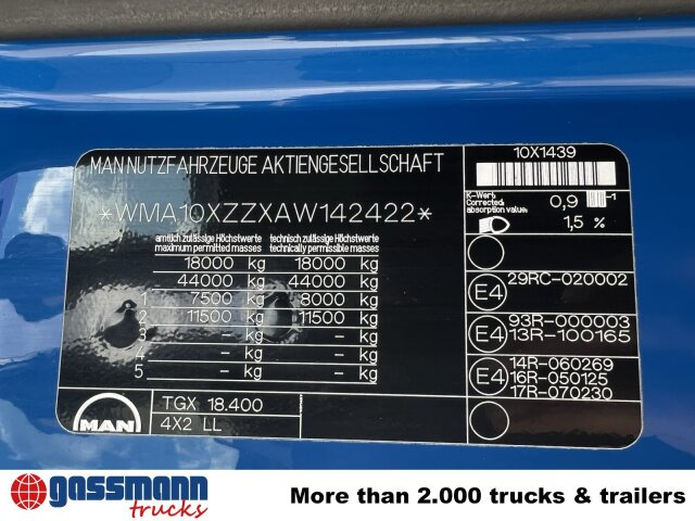MAN TGX 18.400 4X2 LL, Fahrschule, XLX-Fahrerhaus - Autocarro portacontainer/ Caisse interchangeable: foto 2 MAN TGX 18.400 4X2 LL, Fahrschule, XLX-Fahrerhaus - Autocarro portacontainer/ Caisse interchangeable: foto 2