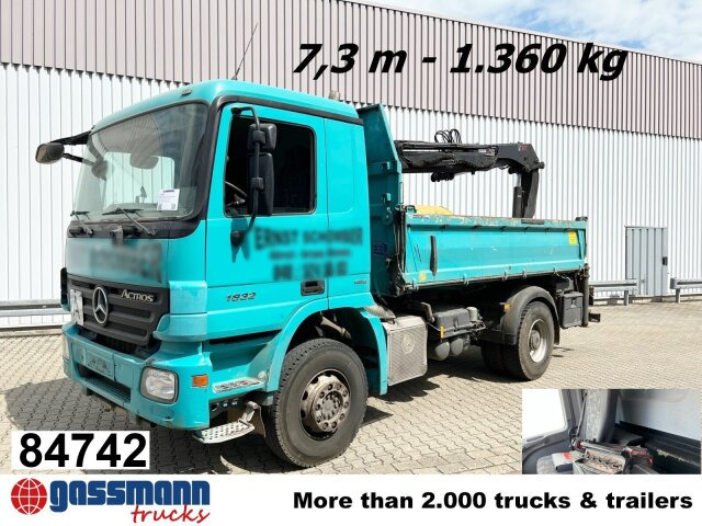 Mercedes-Benz Actros 1832 K 4x2 mit Heckkran Hiab XS 099ES-2 - Autocarro ribaltabile, Camion con gru: foto 1 Mercedes-Benz Actros 1832 K 4x2 mit Heckkran Hiab XS 099ES-2 - Autocarro ribaltabile, Camion con gru: foto 1