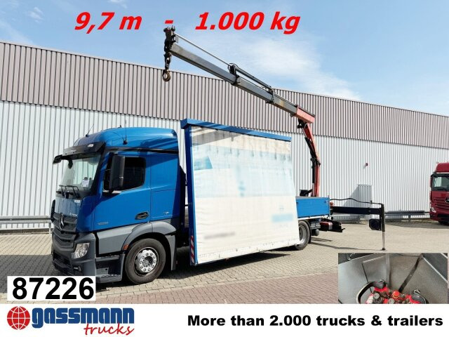 Mercedes-Benz Actros 1836 L 4x2, Glastransporter, Heckkran - Autocarro con pianale/ Cassone fisso, Camion con gru: foto 1 Mercedes-Benz Actros 1836 L 4x2, Glastransporter, Heckkran - Autocarro con pianale/ Cassone fisso, Camion con gru: foto 1