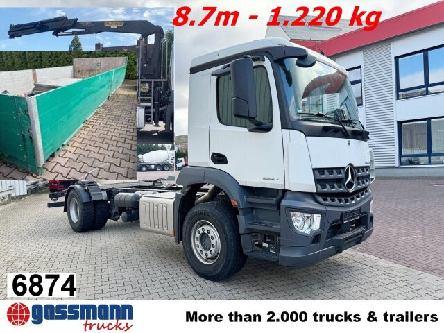Mercedes-Benz Arocs 1840 L 4x2, Kran Palfinger PK12001L, - Autocarro con pianale/ Cassone fisso, Camion con gru: foto 1 Mercedes-Benz Arocs 1840 L 4x2, Kran Palfinger PK12001L, - Autocarro con pianale/ Cassone fisso, Camion con gru: foto 1