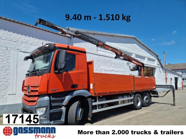 Mercedes-Benz Arocs 2545 L/6x2/4, Atlas Kran, 145.2-A19 VB, - Autocarro con pianale/ Cassone fisso, Camion con gru: foto 1 Mercedes-Benz Arocs 2545 L/6x2/4, Atlas Kran, 145.2-A19 VB, - Autocarro con pianale/ Cassone fisso, Camion con gru: foto 1