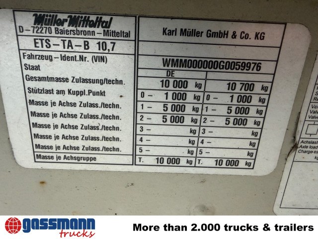 Müller-Mitteltal ETS-TA-B 10,7 - Rimorchio pianale ribassato: foto 3 Müller-Mitteltal ETS-TA-B 10,7 - Rimorchio pianale ribassato: foto 3