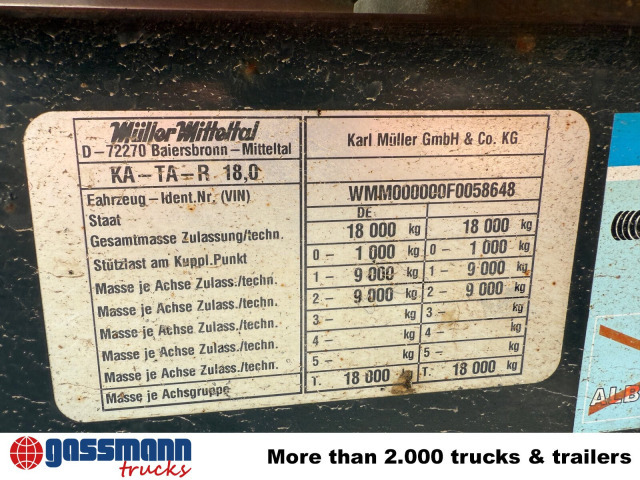 Müller-Mitteltal KA-TA-R 18.0, Alu-Bordwände, ca. 10m³ - Rimorchio ribaltabile: foto 2 Müller-Mitteltal KA-TA-R 18.0, Alu-Bordwände, ca. 10m³ - Rimorchio ribaltabile: foto 2