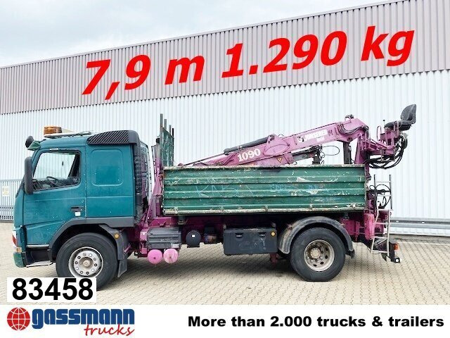 Volvo FM12-420 4x2 mit Heckkran Jonsered 1090, - Autocarro ribaltabile, Camion con gru: foto 1 Volvo FM12-420 4x2 mit Heckkran Jonsered 1090, - Autocarro ribaltabile, Camion con gru: foto 1