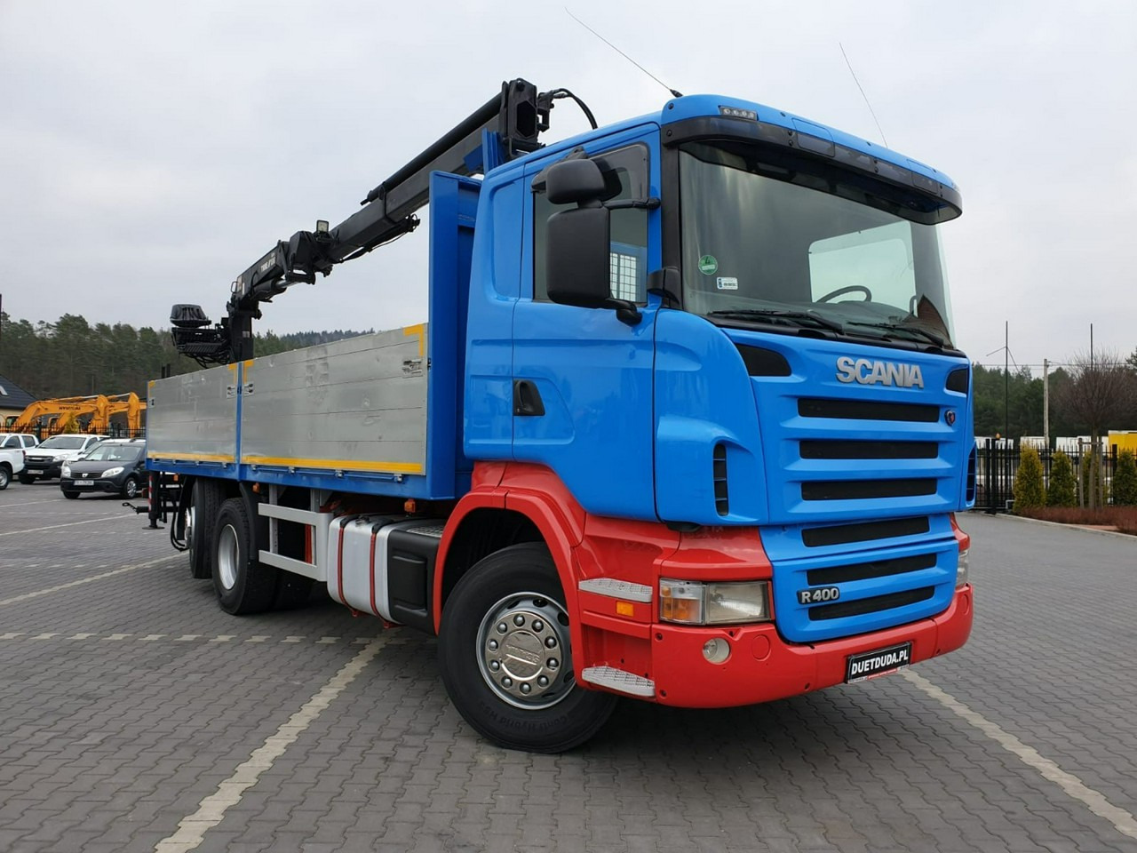 Autocarro con pianale/ Cassone fisso, Camion con gru Scania R 400 LB 6x2 HDS Budowlanka Widły Oś Skrętna Super Stan: foto 16