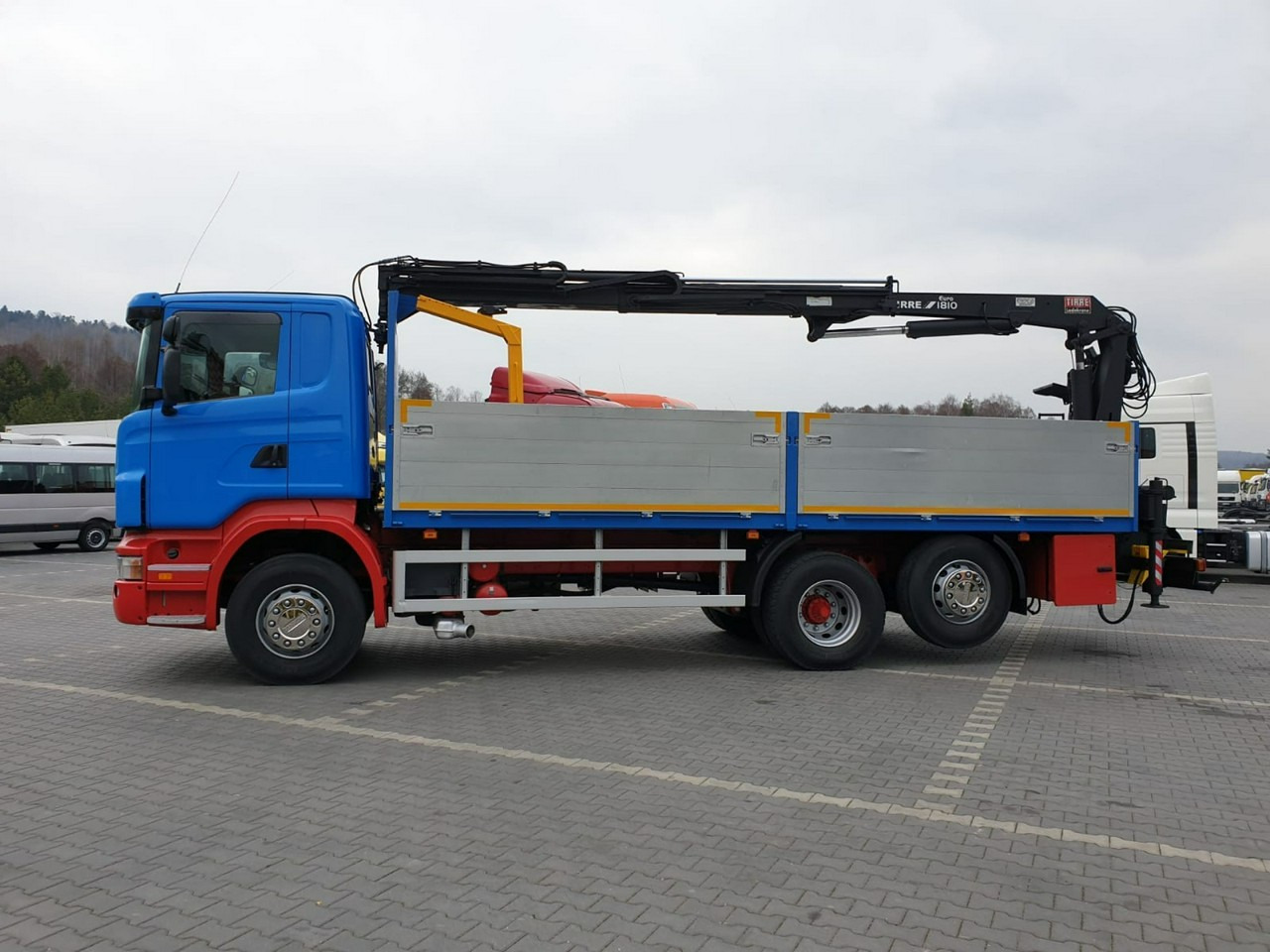 Autocarro con pianale/ Cassone fisso, Camion con gru Scania R 400 LB 6x2 HDS Budowlanka Widły Oś Skrętna Super Stan: foto 6