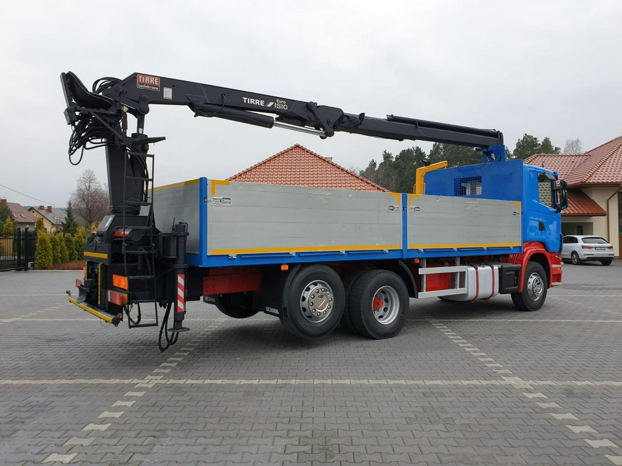 Autocarro con pianale/ Cassone fisso, Camion con gru Scania R 400 LB 6x2 HDS Budowlanka Widły Oś Skrętna Super Stan: foto 8