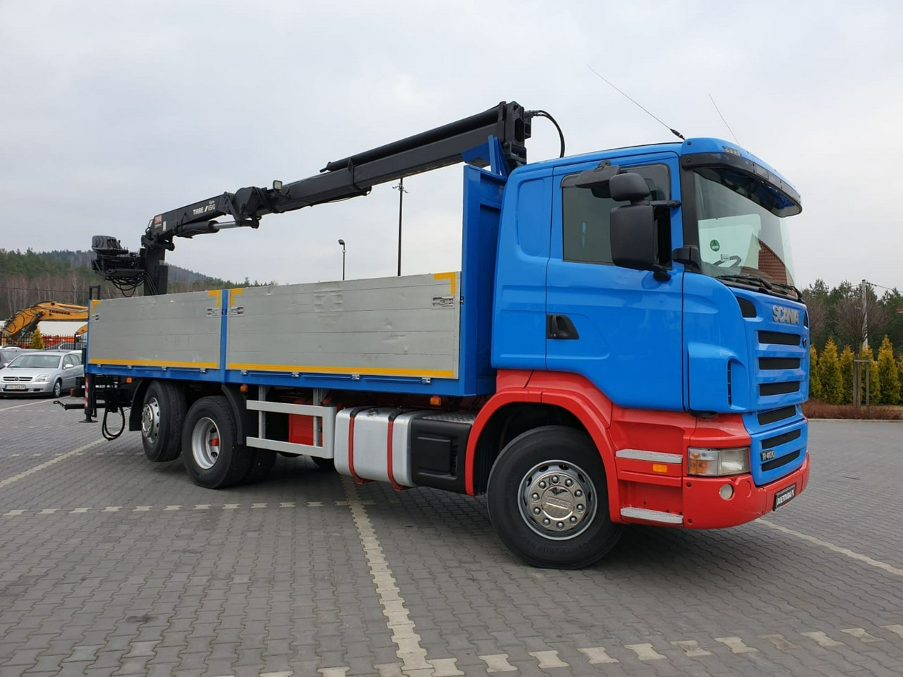 Autocarro con pianale/ Cassone fisso, Camion con gru Scania R 400 LB 6x2 HDS Budowlanka Widły Oś Skrętna Super Stan: foto 14