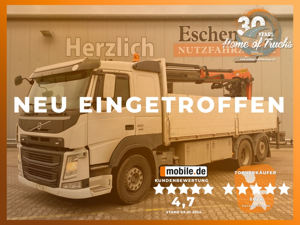 Volvo FM 410 6x2 / Palfinger PK 19502 Faltkran - Autocarro con pianale/ Cassone fisso, Camion con gru: foto 1 Volvo FM 410 6x2 / Palfinger PK 19502 Faltkran - Autocarro con pianale/ Cassone fisso, Camion con gru: foto 1