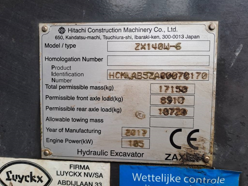 Escavatore gommato Hitachi ZX140WTB-6: foto 9