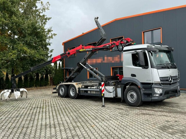 Mercedes-Benz ACTROS 2546 6x2 Abrollkip Kran Palfinger Q150Z95 - Autocarro scarrabile, Camion con gru: foto 2 Mercedes-Benz ACTROS 2546 6x2 Abrollkip Kran Palfinger Q150Z95 - Autocarro scarrabile, Camion con gru: foto 2