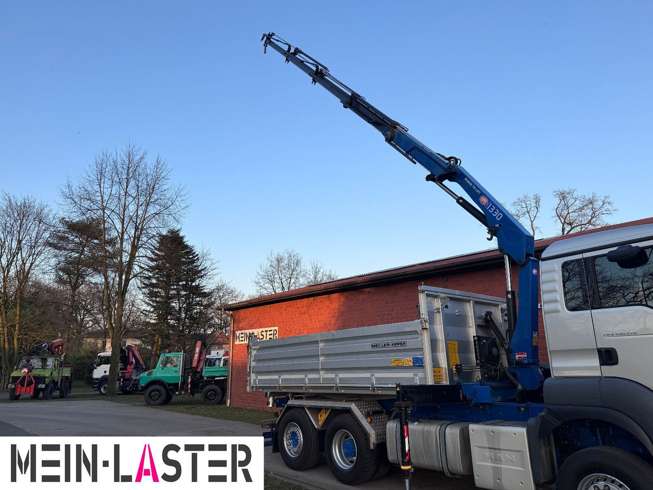 MAN Aufbau Meiller Bordmatik + HMF 1330 K4 15m Funk - Autocarro ribaltabile, Camion con gru: foto 3 MAN Aufbau Meiller Bordmatik + HMF 1330 K4 15m Funk - Autocarro ribaltabile, Camion con gru: foto 3